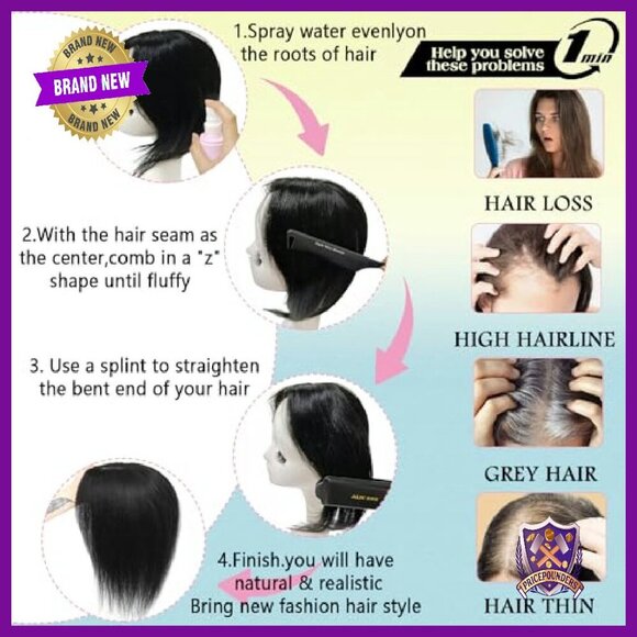 Real Human Hair Topper 12 Inch Side Bangs Thinning Hair Solution